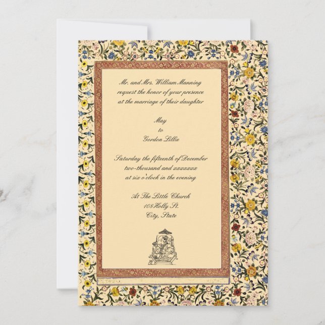 Vintage, elegante indische Hochzeit Einladung (Vorderseite)