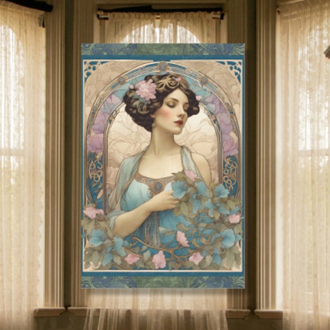 Vintage Elegante Jugendstil Aquamarine Ephemera Seidenpapier (Von Creator hochgeladen)