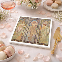 Vintage Elegante Jugendstil Mucha Zeiten des Tages