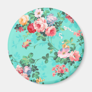 Vintage elegante rosa rote gelbe Rosenmuster Magnet
