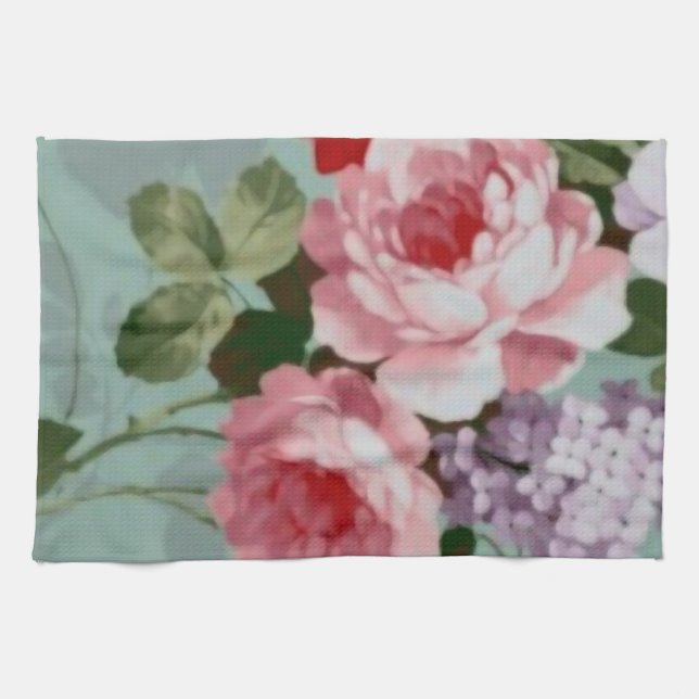 Vintage elegante rosa Rote Rosen Küchentuch (Horizontal)