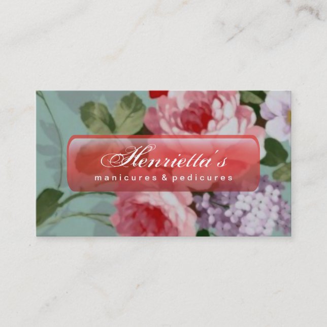 Vintage elegante rosa Rote Rosen Visitenkarte (Vorderseite)