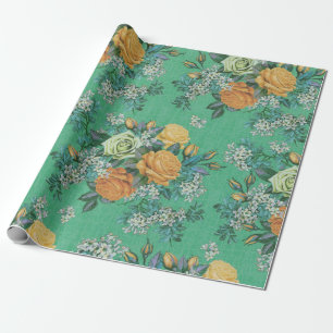 Vintage Elegante Rose Florale Bouquet Botanik Geschenkpapier
