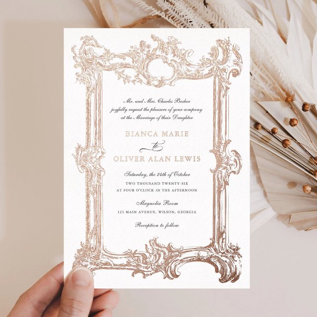 Vintage Elegante Rose Foil Wedding Folieneinladung (Von Creator hochgeladen)