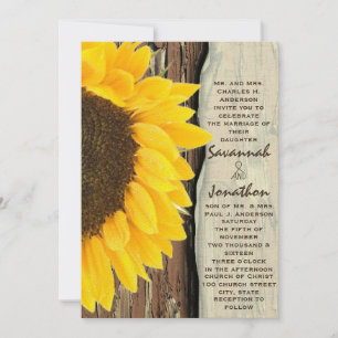 Vintage, elegante Sonnenblumen Einladung