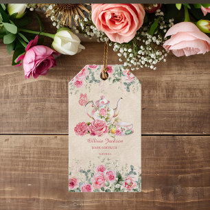 Vintage elegante Teeparty-Hochzeitsdusche-Einladun Geschenkanhänger