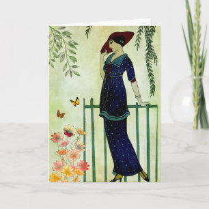 Vintage elegante weibliche Blume Geburtstag Karte