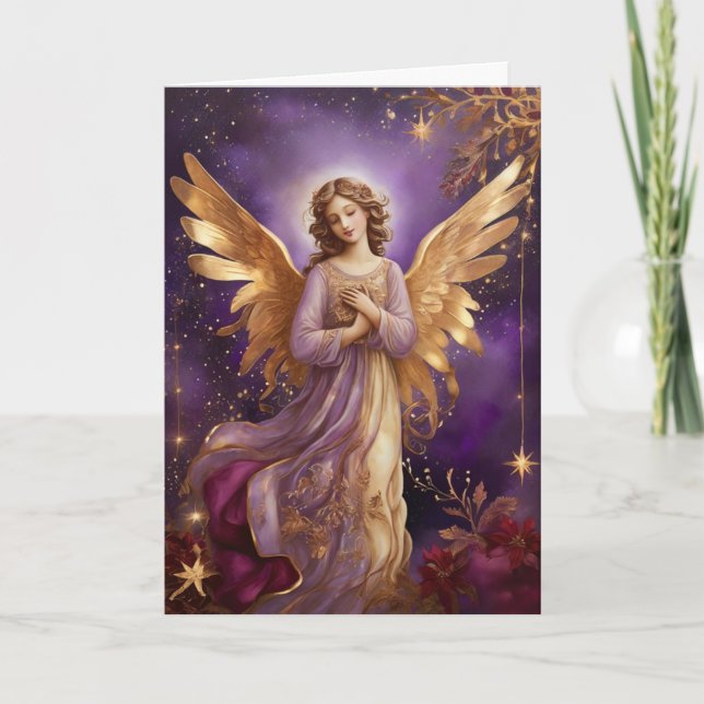 Vintage Elegante Weihnachtsgel Custom Message Karte (Vorderseite)