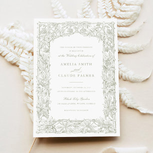 Vintage, elegante Weinreben, Rahmen Hochzeit Einladung