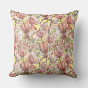 Vintage Elegantes Blumenmuster Hellgelb Kissen