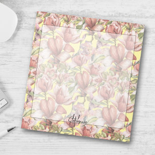 Vintage Elegantes Blumenmuster Hellgelb Notizblock