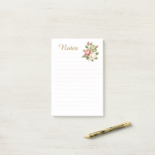 Vintage Elegantes Florales Rosen Liniiertes Notizb Post-it Klebezettel