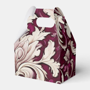 Vintage Eleganz: Damask Burgund und Cream Geschenkschachtel