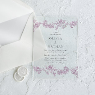 Vintage Eleganz: Dusty Rose Blush Bloral Wedding Acryleinladungen