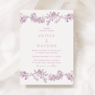 Vintage Eleganz: Dusty Rose Blush Bloral Wedding Einladung