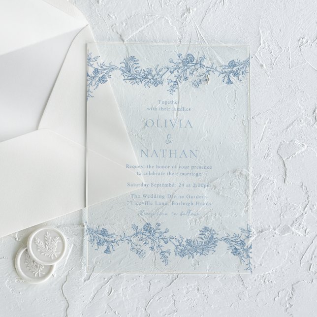 Vintage Eleganz: Klassische Blumenhochzeit Acryleinladungen (Von Creator hochgeladen)