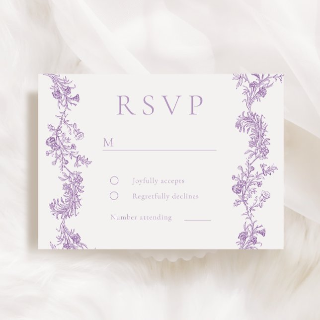 Vintage Eleganz: Lila Blumenhochzeit RSVP Karte (Von Creator hochgeladen)