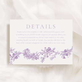 Vintage Eleganz: Lila Lavendel-Hochzeiten Details Begleitkarte