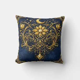 Vintage-Eleganz Mystisches Gold Himmlische Blumenm Kissen