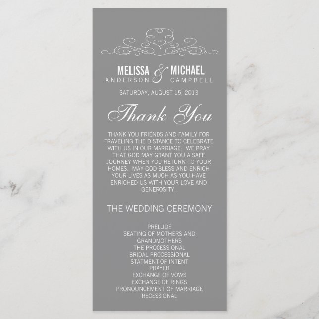 VINTAGE ELEGANZ | WEDDING-PROGRAMM PROGRAMM (Vorderseite)