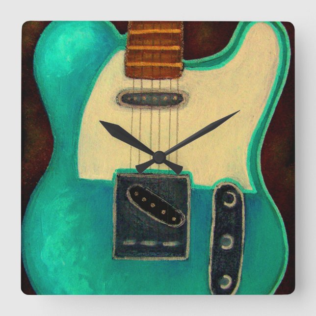 VINTAGE ELEKTRISCHE GITARWANDEL QUADRATISCHE WANDUHR (Vorderseite)