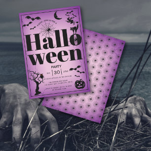 Vintage Elemente Erwachsene Halloween-Party lila Einladung
