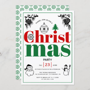 Vintage Elemente Weihnachtsfeier Einladung