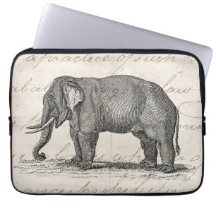 Vintage Elephant Illustration der 1800er Jahre - E Laptopschutzhülle