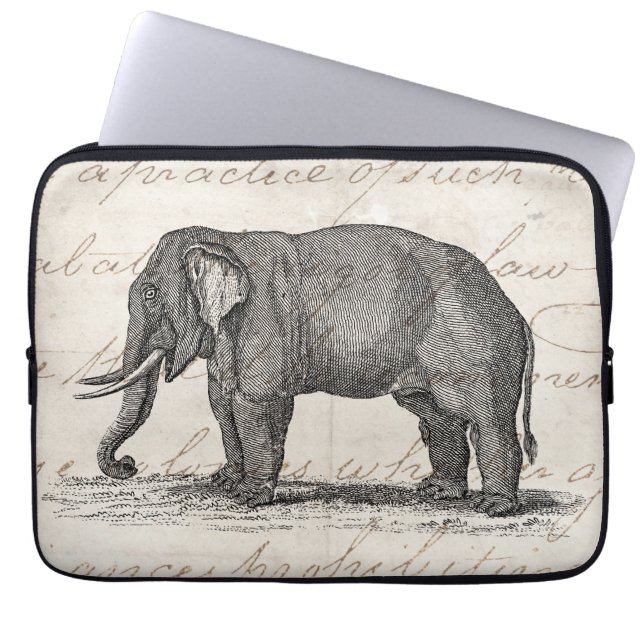 Vintage Elephant Illustration der 1800er Jahre - E Laptopschutzhülle (Vorderseite)