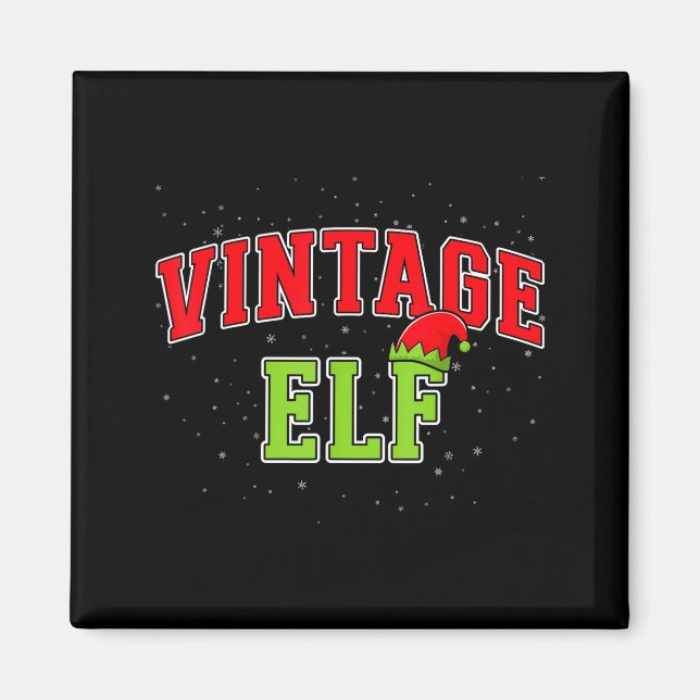 Vintage Elf Christmas Family Matching Group Xmas  Magnet (Vorne)