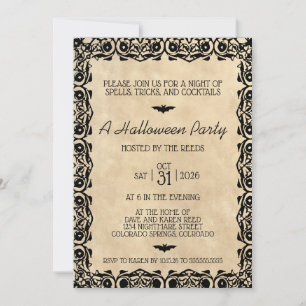 Vintage-Elfenbein-Halloween-Party-Einladung Einladung