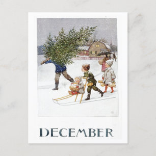 Vintage-Elsa-Beskow-Dezember-Postkarte Postkarte