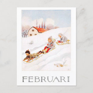 Vintage-Elsa-Beskow-Februar-Postkarte Postkarte