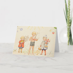 Vintage Elsa Beskow Jahreszeiten und Kinder Karte