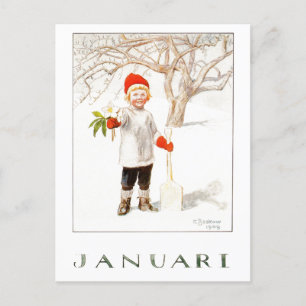 Vintage Elsa Beskow Januar Postkarte