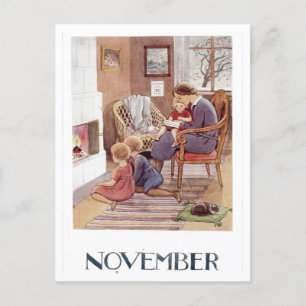 Vintage-Elsa-Beskow-November-Postkarte Postkarte