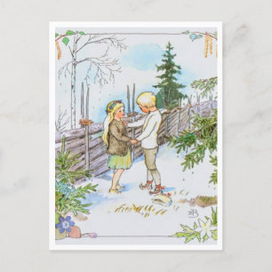 Vintage-Elsa-Beskow-Schneekinder-Postkarte Postkarte