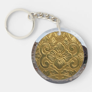 Vintage Embossé Motif or Silver