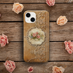 Vintage Embossed Gold Scrollwork und Rose Tough iPhone 6 Plus Hülle