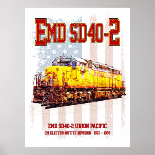 Vintage EMD SD40-2 Diesellokomotive amerikanische  Poster
