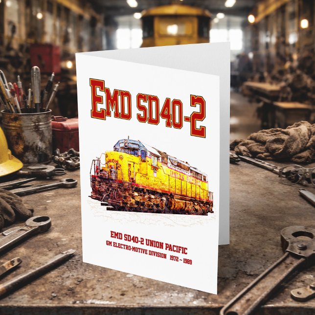 Vintage EMD SD40-2 Diesellokomotive. Dankeskarte (Vintage EMD SD40-2 Diesel Locomotive. Thank You Card)