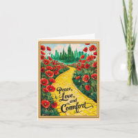 Vintage Emerald Poppy Hospice Card - Frieden, Lieb