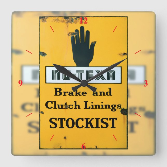 Vintage Enamel Sign. Quadratische Wanduhr (Vorderseite)