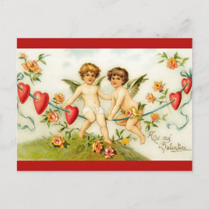 Vintage Engel auf Herzdraht Valentine Postkarte