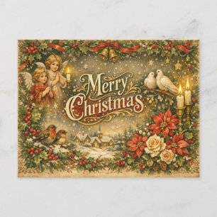 Vintage Engel Cherub Frohe Weihnachten 