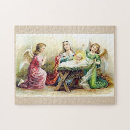 Vintage Engel, die Baby Jesus und Mary umgeben
