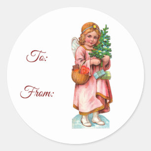Vintage-Engel-Geschenkaufkleber Runder Aufkleber