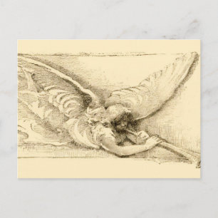 Vintage Engel mit Trompete Monochrom Postkarte