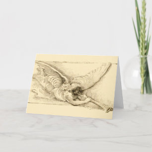Vintage Engel mit Trompete Monotone Feiertagskarte