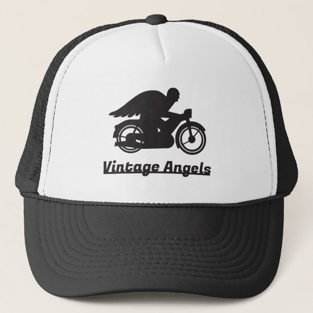 Vintage Engel - Motorradklub Truckerkappe (Vorderseite)